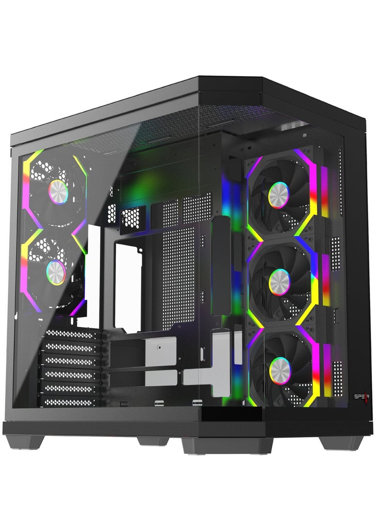 Spear Pc SPEAR DOST 60 PRO ATX Gaming PC Case White – 8 Pre-Installed ARGB Fans, Supports 11 Fans, USB 3.2 Type-C & USB 3.0, Tempered Glass, 10-Port Fan Hub, ATX/Micro-ATX/Mini-ITX - Image 1